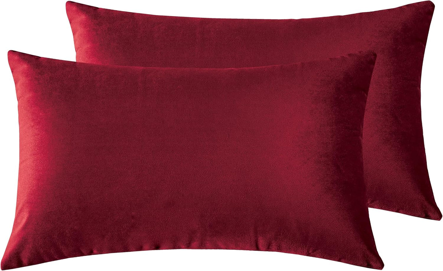 Twin-Pack Velvet Cushion Covers - Soft Microfibre Cushion Covers with Hidden Zipper (Red, 30cm*50cm)