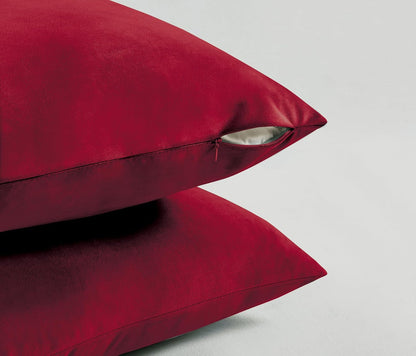 Twin-Pack Velvet Cushion Covers - Soft Microfibre Cushion Covers with Hidden Zipper (Red, 65cm*65cm)