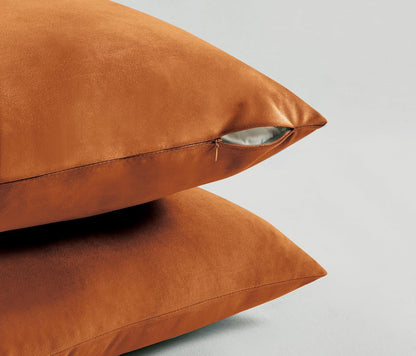 Twin-Pack Velvet Cushion Covers - Soft Microfibre Cushion Covers with Hidden Zipper (Terracotta, 45cm*45cm)
