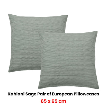 Bianca Pair of Kahlani Sage European Pillowcases 65 x 65cm