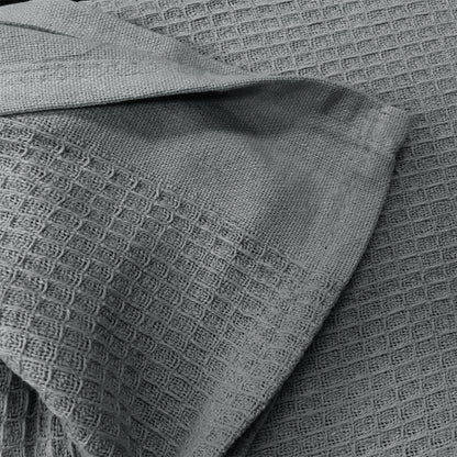 Living @ Home 350gsm 100% Cotton Breathable Waffle Blanket Single 180 x 230 cm Charcoal