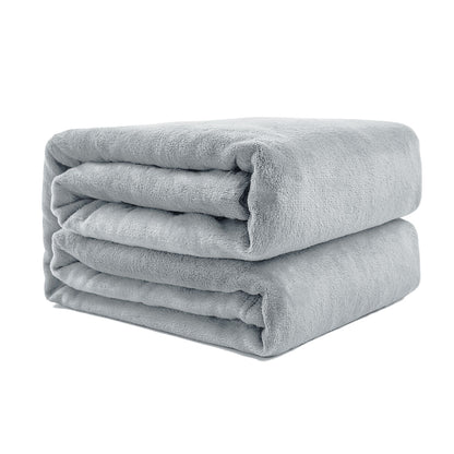 Super Soft Micro Flannel Plush Blanket Queen 220 x 240cm Cream