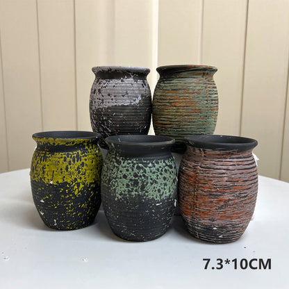 Ceramic Clay Pottery Pots Set Succulent Flower Planter Series 02(Style 02# 5 Pots Set)