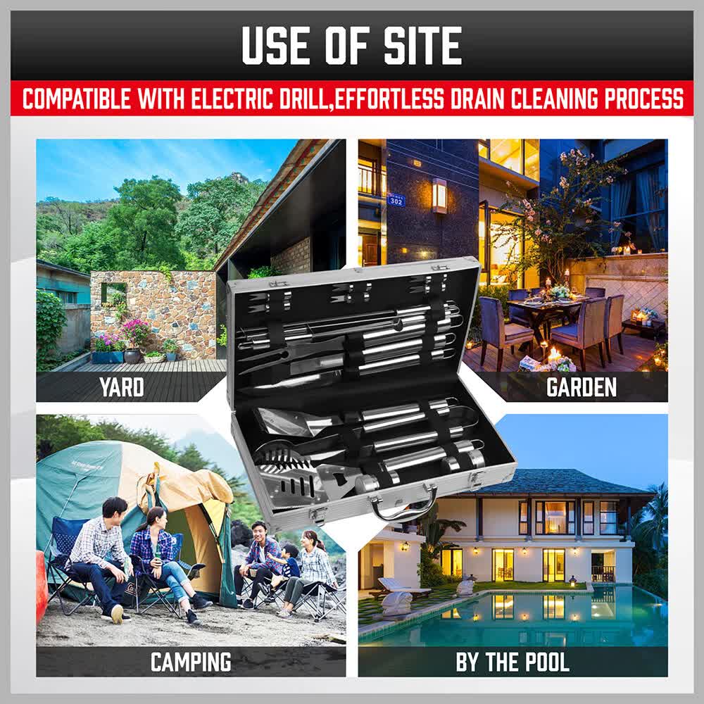 18Pcs BBQ Tool Set Stainless Steel Barbecue Utensil Cooking Grill Outdoor Cook