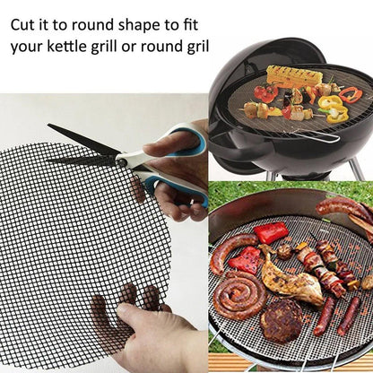 3/6/10PCS Non-Stick BBQ Grill Mat Mesh Liner Cooking Barbecue Sheet Baking Pad - 40X30cm-3PCS