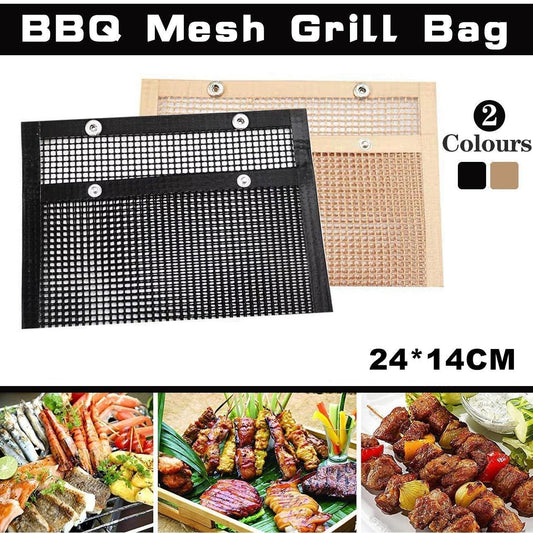 24x14CM BBQ Grilling Mesh Reusable Bag Outdoor Camping Barbecue Grill Mats Cooking Pads - Copper