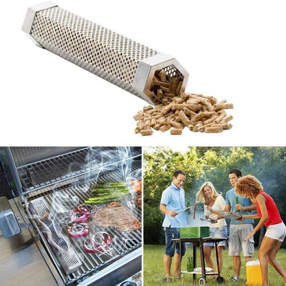 Hexagon Bbq Smoker Tube Stainless Steel Grill Accessory Smoking Box Long Lasting - 12Inch