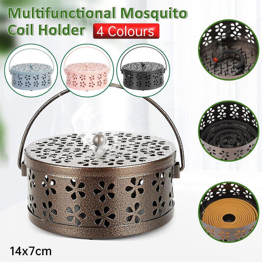 Iron Mosquito Incense Box Fireproof Tray Stand Indoor Household Incense Holder - Black - Mekamart Australia