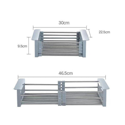 Stainless Steel Storage Sink Drain Basket Dish Drying Rack Kitchen Organizer Au