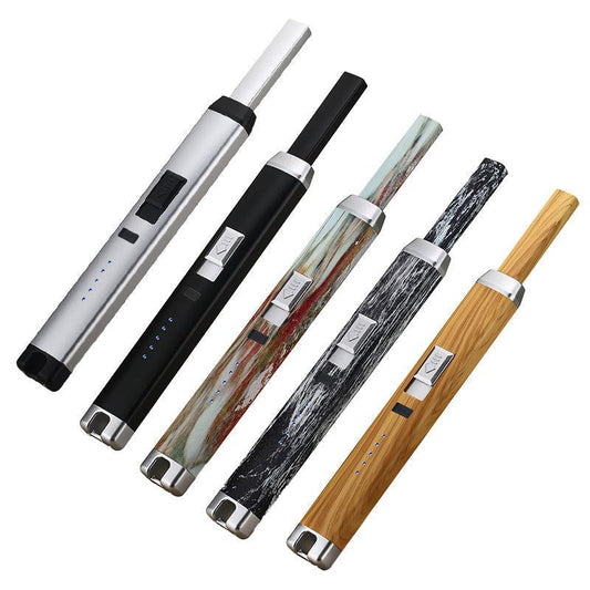 Electronic Usb Rechargeable Pulse Arc Candle Lighter Kitchen Camping Stove Bbq - Silver