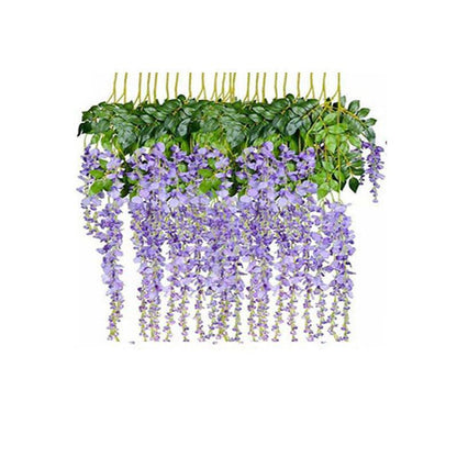 12X Artificial Silk Fake Flower Garland Vine Wisteria Leaf Hanging Wedding Decor - White