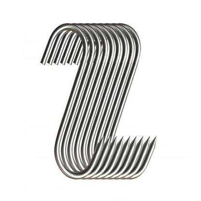 10PCS Steel S Meat Hooks for Beef Pork Lamb Roast Duck BBQ Grill Oven Hanging - L