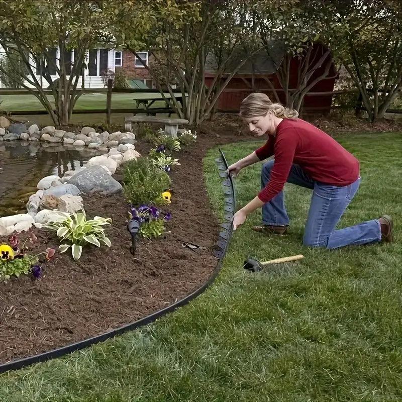 L Shaped Garden Edging Border Landscape Grass Lawn Stone Edge Fence Strip - Green