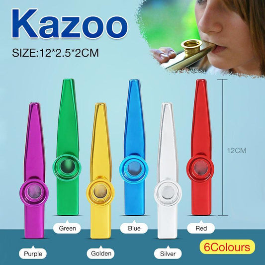 Kazoo Musical Instrument Mouth Flute Diaphragm Guitar Partner Harmonica Style - Silver