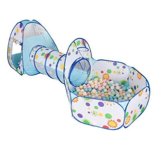 3 in 1 Play Tent Set with Tunnel and Ball Pit for Indoor and Outdoor Fun - Red Tent