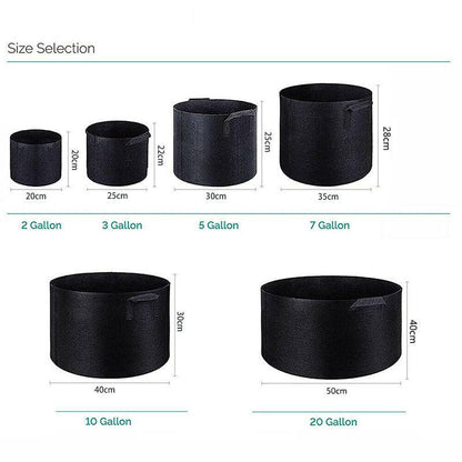 10 Pack Breathable Fabric Plant Grow Pots 2 to 20 Gallon Sizes - 20 Gallon-10PCS
