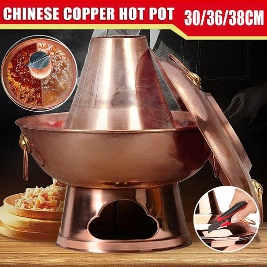 Stainless Steel Charcoal Chinese Copper Hot Pot Old Beijing Cookware Camping HOT - 36CM