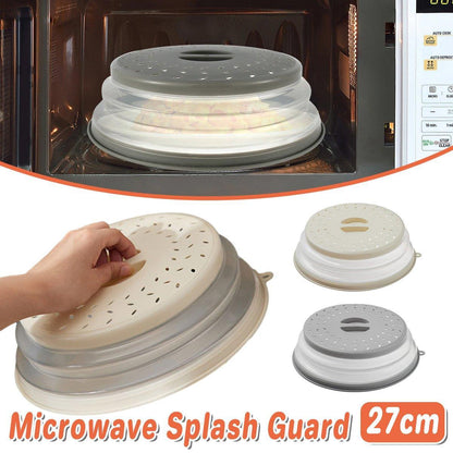Multifunctional Microwave Oven Food Cover Heat Resistant Folding Splash Guard - Grey