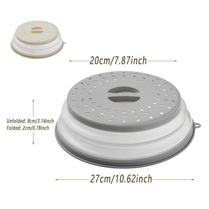 Multifunctional Microwave Oven Food Cover Heat Resistant Folding Splash Guard - Grey