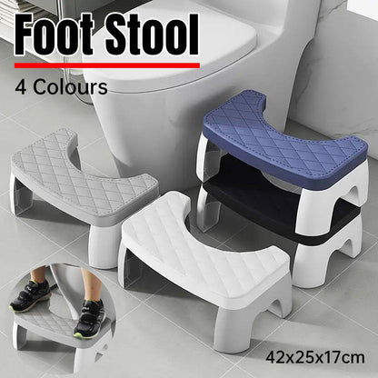 Toilet Stool Anti-Slip Bathroom Footstool for Home Use with Stable Support Design - Black