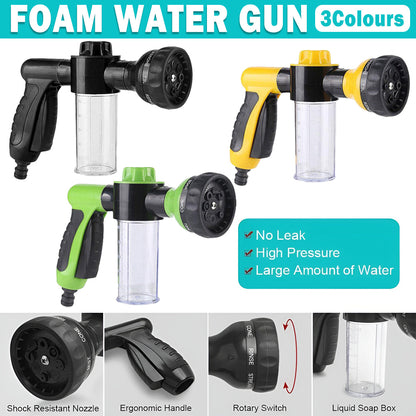 Washing Nozzle Plant Pet Hose 8-Mode Garden Car Water Foam Sprayer Soap Dispenser - Green