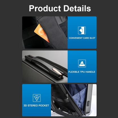 Waterproof Expandable Backpack with Usb Charging - Black Regular