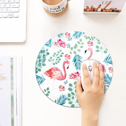Flamingo Pattern Circular Mouse Pad 22Cm Diameter