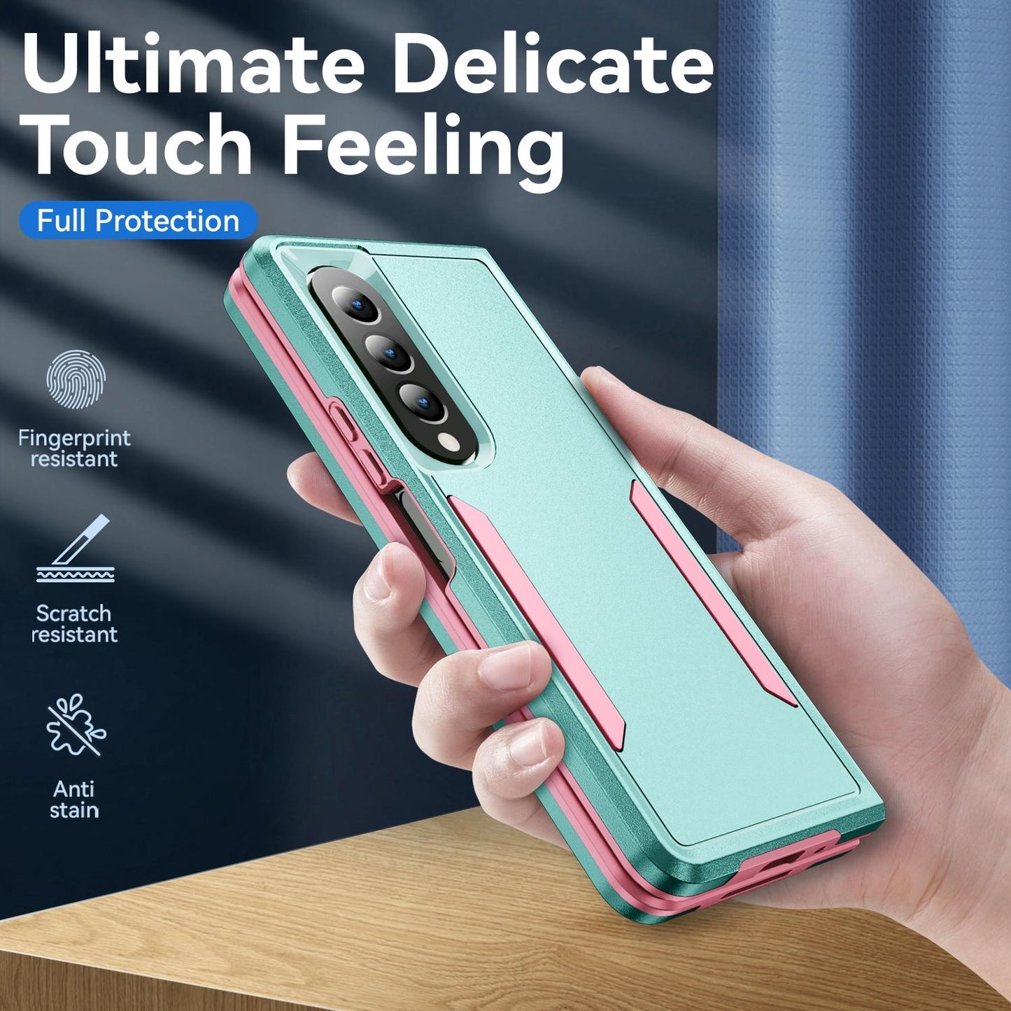 For Samsung Galaxy Z Fold4 5G Shockproof Pc Tpu Case - White + Pink