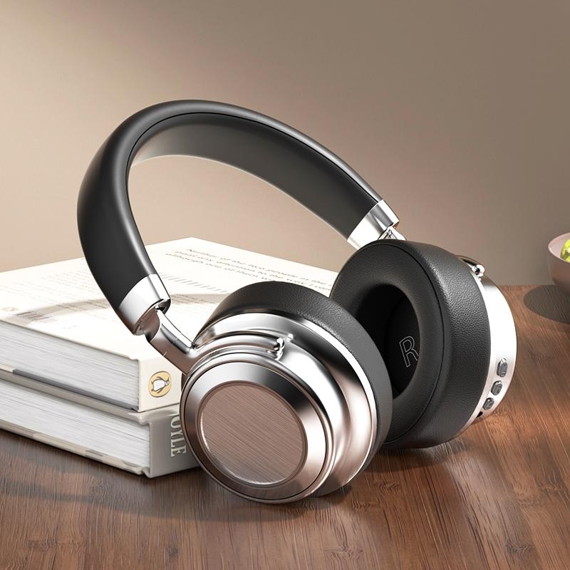Retro Wireless Bluetooth Headset - Metal Head-mounted - Silver Brown