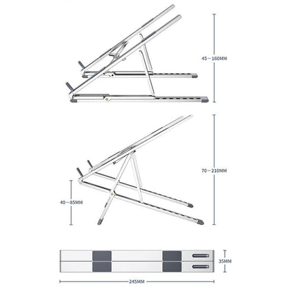 Adjustable Aluminum Laptop Cooling Bracket - Desktop - Gray