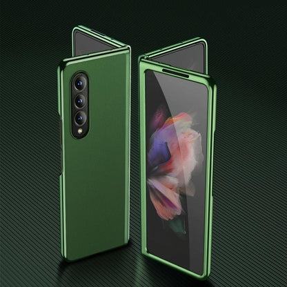 For Samsung Galaxy Z Fold4 5G Leather Plated Phone Cover - Black