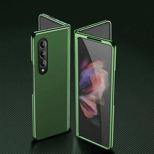 For Samsung Galaxy Z Fold4 5G Leather Plated Phone Cover - Black