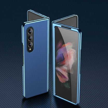 For Samsung Galaxy Z Fold4 5G Leather Plated Phone Cover - Black