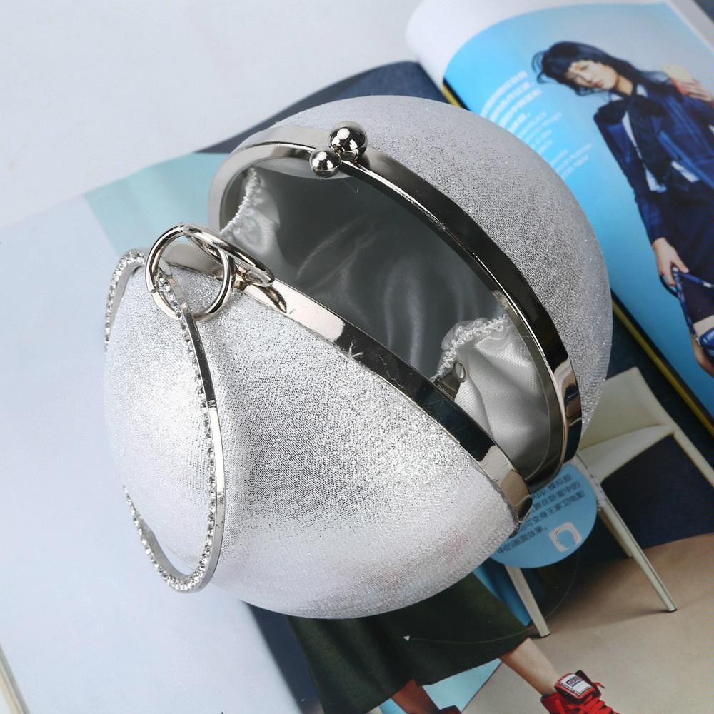 Chic Round Ball Clutch for Evening Events - Silver