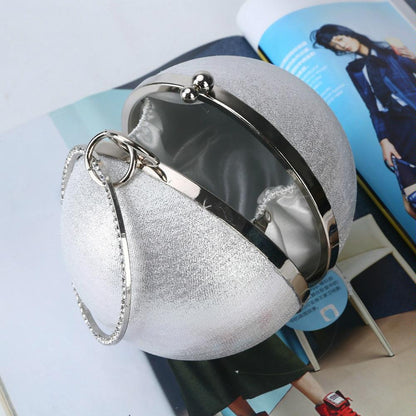 Chic Round Ball Clutch for Evening Events - Silver