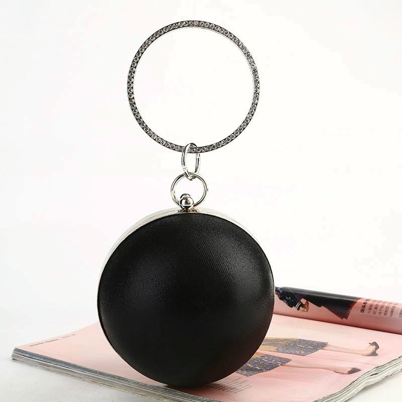 Chic Round Ball Clutch for Evening Events - Silver