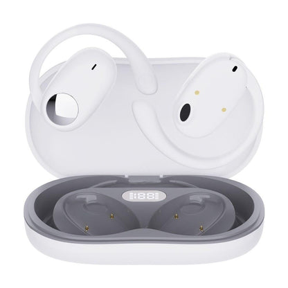 Wireless Dual-mic Bluetooth Earphones with Noise Reduction and Led Display - Black