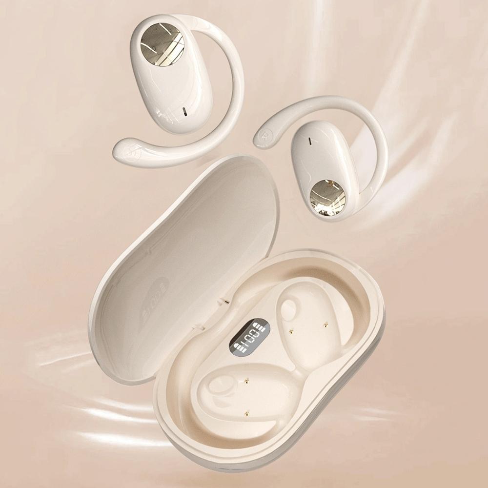 Wireless Dual-mic Bluetooth Earphones with Noise Reduction and Led Display - Black