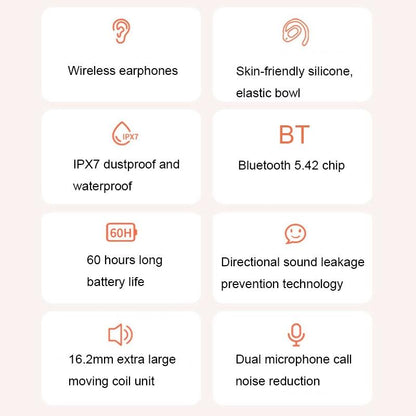 Wireless Dual-mic Bluetooth Earphones with Noise Reduction and Led Display - Black