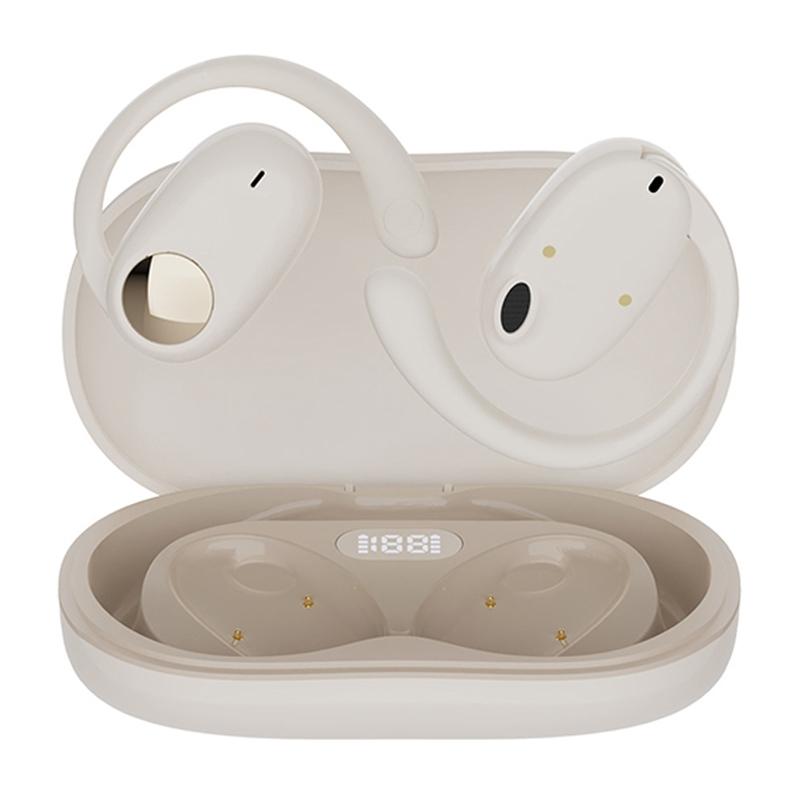 Wireless Dual-mic Bluetooth Earphones with Noise Reduction and Led Display - Black