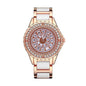 Rose Gold Ceramic Watch with Diamond Strap for Women