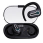 Wireless Stereo Earphones with Charging Case - Hanging Ear Design - Black