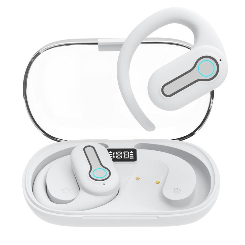 Wireless Stereo Earphones with Charging Case - Hanging Ear Design - Black