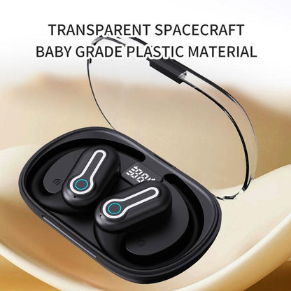 Wireless Stereo Earphones with Charging Case - Hanging Ear Design - Black