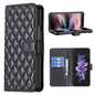 For Samsung Galaxy Z Fold4 5G Samsung Fold 4 Diamond Lattice Wallet Case - Sleek And Stylish - Black