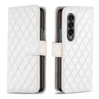 For Samsung Galaxy Z Fold4 5G Diamond Lattice Flip Wallet Case - Black