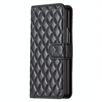For Samsung Galaxy Z Fold4 5G Diamond Lattice Flip Wallet Case - Black