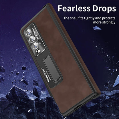 For Samsung Galaxy Z Fold4 5G Napa Texture All-In-One Phone Case - White