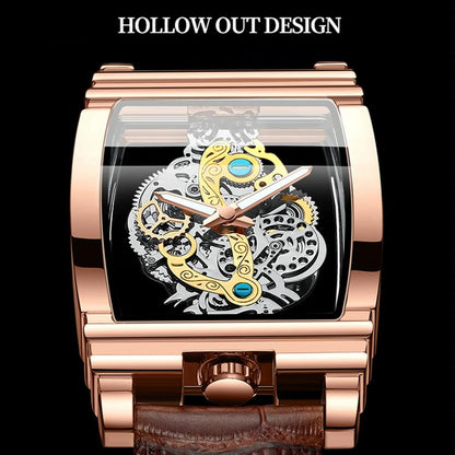 Waterproof Luminous Business Watch for Men - Gear Hollow Outdoor - Full Gold Steel Belt