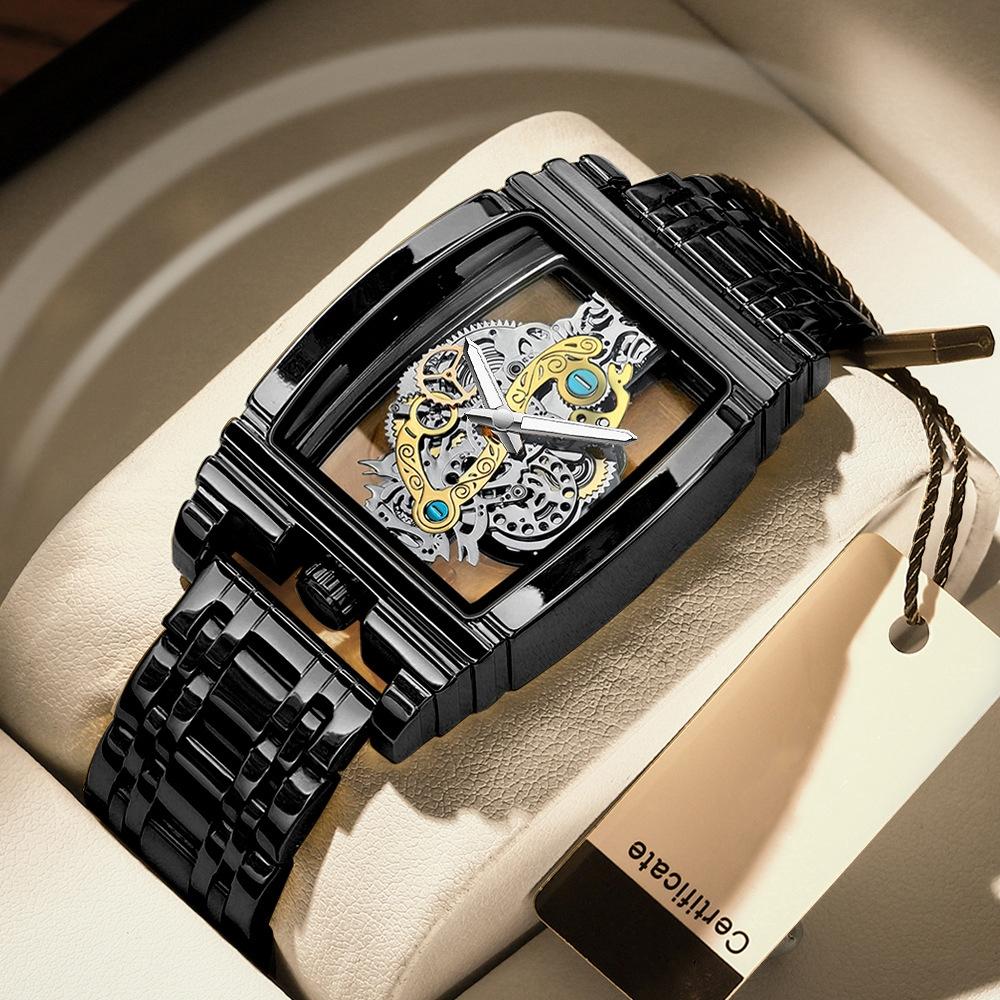 Waterproof Luminous Business Watch for Men - Gear Hollow Outdoor - Full Gold Steel Belt